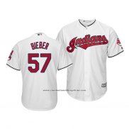 Camiseta Beisbol Hombre Cleveland Indians Shane Bieber Cool Base Primera Blanco