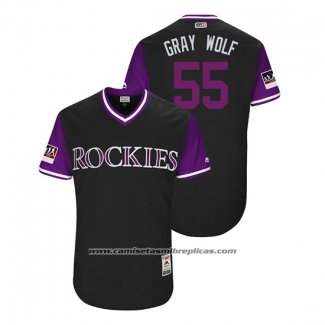 Camiseta Beisbol Hombre Colorado Rockies Jon Gray 2018 LLWS Players Weekend Gris Wolf Negro