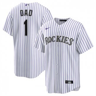 Camiseta Beisbol Hombre Colorado Rockies NO 1 Dad Primera Replica Blanco