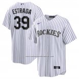 Camiseta Beisbol Hombre Colorado Rockies Thairo Estrada Primera Replica Blanco