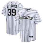 Camiseta Beisbol Hombre Colorado Rockies Thairo Estrada Primera Replica Blanco