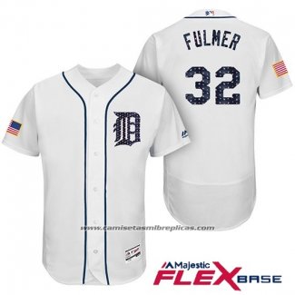 Camiseta Beisbol Hombre Detroit Tigers 2017 Estrellas y Rayas Michael Fulmer Blanco Flex Base