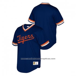 Camiseta Beisbol Hombre Detroit Tigers Cooperstown Collection Mesh Wordmark V-Neck Azul