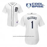 Camiseta Beisbol Hombre Detroit Tigers Jose Iglesias 1 Blanco Primera Cool Base