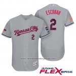 Camiseta Beisbol Hombre Kansas City Royals 2017 Estrellas y Rayas Alcides Escobar Gris Flex Base
