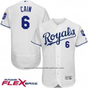Camiseta Beisbol Hombre Kansas City Royals Lorenzo Cain Blanco Flex Base Autentico Collection