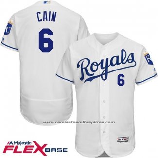 Camiseta Beisbol Hombre Kansas City Royals Lorenzo Cain Blanco Flex Base Autentico Collection