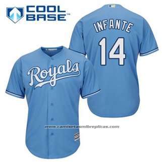 Camiseta Beisbol Hombre Kansas City Royals Omar Infante 14 Powder Azul Alterno Cool Base