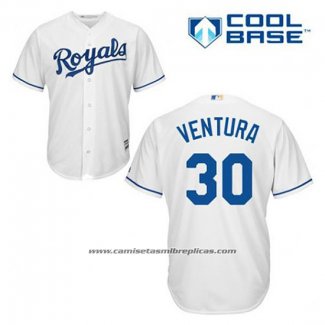 Camiseta Beisbol Hombre Kansas City Royals Yordano Ventura 30 Blanco Primera Cool Base