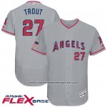 Camiseta Beisbol Hombre Los Angeles Angels 2017 Estrellas y Rayas Mike Trout Gris Flex Base Camiseta Beisbol Hombre Los Angeles Angels 2017 Estrellas y Rayas Mike Trout Gris Flex Base
