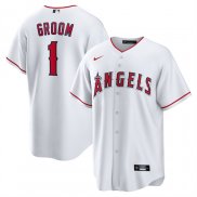 Camiseta Beisbol Hombre Los Angeles Angels NO 1 Groom Primera Replica Blanco