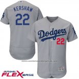 Camiseta Beisbol Hombre Los Angeles Dodgers Clayton Kershaw Autentico Collection Gris Flex Base