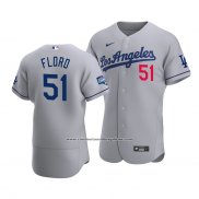 Camiseta Beisbol Hombre Los Angeles Dodgers Dylan Floro 2020 Autentico Road Gris