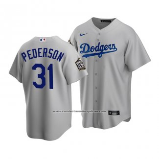 Camiseta Beisbol Hombre Los Angeles Dodgers Joc Pederson 2020 Replica Alterno Gris