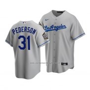 Camiseta Beisbol Hombre Los Angeles Dodgers Joc Pederson 2020 Replica Road Gris