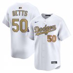 Camiseta Beisbol Hombre Los Angeles Dodgers Mookie Betts 2025 Gold Collection Limited Blanco
