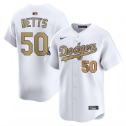 Camiseta Beisbol Hombre Los Angeles Dodgers Mookie Betts 2025 Gold Collection Limited Blanco