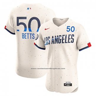 Camiseta Beisbol Hombre Los Angeles Dodgers Mookie Betts Elite Blanco