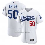 Camiseta Beisbol Hombre Los Angeles Dodgers Mookie Betts Primera Autentico Blanco