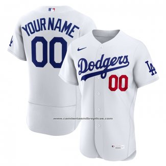 Camiseta Beisbol Hombre Los Angeles Dodgers Primera Premium Personalizada Blanco