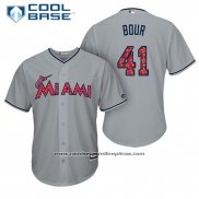 Camiseta Beisbol Hombre Miami Marlins 2017 Estrellas y Rayas Justin Bour Gris Cool Base