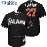 Camiseta Beisbol Hombre Miami Marlins 27 Giancarlo Stanton Negro 2017 Cool Base