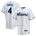 Camiseta Beisbol Hombre Miami Marlins Nick Fortes Primera Replica Blanco