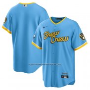 Camiseta Beisbol Hombre Milwaukee Brewers 2022 City Connect Replica Azul