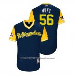 Camiseta Beisbol Hombre Milwaukee Brewers Aaron Wilkerson 2018 LLWS Players Weekend Wilky Azul