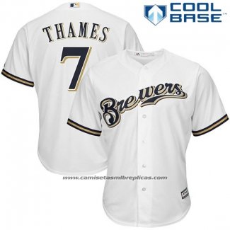 Camiseta Beisbol Hombre Milwaukee Brewers Eric Thames Blanco Jugador Cool Base