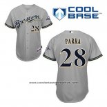 Camiseta Beisbol Hombre Milwaukee Brewers Gerardo Parra 28 Gris Cool Base