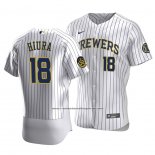 Camiseta Beisbol Hombre Milwaukee Brewers Keston Hiura Autentico Primera Blanco