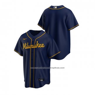 Camiseta Beisbol Hombre Milwaukee Brewers Replica Alterno Azul