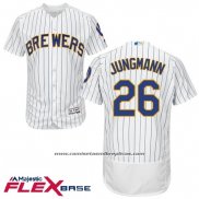 Camiseta Beisbol Hombre Milwaukee Brewers Taylor Jungmann Blanco Autentico Collection Flex Base