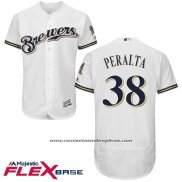 Camiseta Beisbol Hombre Milwaukee Brewers Wily Peralta Blanco Autentico Collection Flex Base Custom