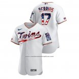 Camiseta Beisbol Hombre Minnesota Twins Jose Berrios 2020 Stars & Stripes 4th of July Blanco