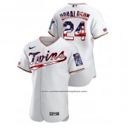Camiseta Beisbol Hombre Minnesota Twins Josh Donaldson 2020 Stars & Stripes 4th of July Blanco