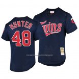 Camiseta Beisbol Hombre Minnesota Twins Torii Hunter Cooperstown Collection Batting Practice Mesh Azul