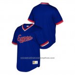 Camiseta Beisbol Hombre Montreal Expos Cooperstown Collection Mesh Wordmark V-Neck Azul