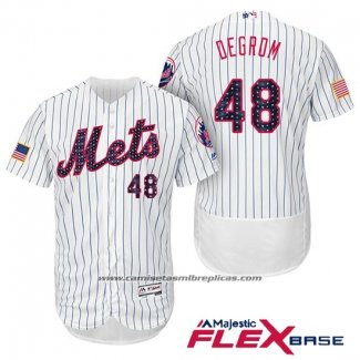 Camiseta Beisbol Hombre New York Mets 2017 Estrellas y Rayas Jacob Degrom Blanco Flex Base