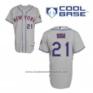 Camiseta Beisbol Hombre New York Mets Lucas Duda 21 Gris Cool Base