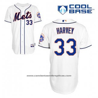 Camiseta Beisbol Hombre New York Mets Matt Harvey 33 Blanco Alterno Cool Base