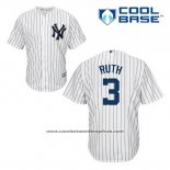 Camiseta Beisbol Hombre New York Yankees Babe Ruth 3 Blanco Primera Cool Base
