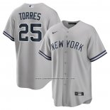 Camiseta Beisbol Hombre New York Yankees Gleyber Torres Road Replica Gris