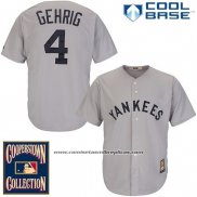 Camiseta Beisbol Hombre New York Yankees New York Lou Gehrig 4 Gris Cool Base Cooperstown