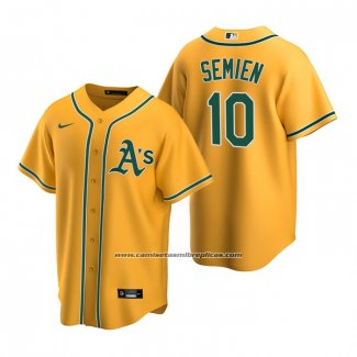 Camiseta Beisbol Hombre Oakland Athletics Marcus Semien Replica Alterno Oro