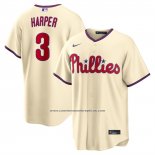 Camiseta Beisbol Hombre Philadelphia Phillies Bryce Harper Alterno Replica Crema