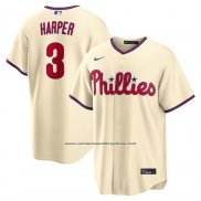 Camiseta Beisbol Hombre Philadelphia Phillies Bryce Harper Alterno Replica Crema
