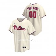 Camiseta Beisbol Hombre Philadelphia Phillies Personalizada Replica Alterno Crema