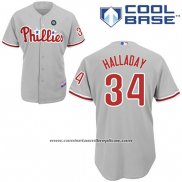 Camiseta Beisbol Hombre Philadelphia Phillies Roy Halladay Gris Cool Base Jugador